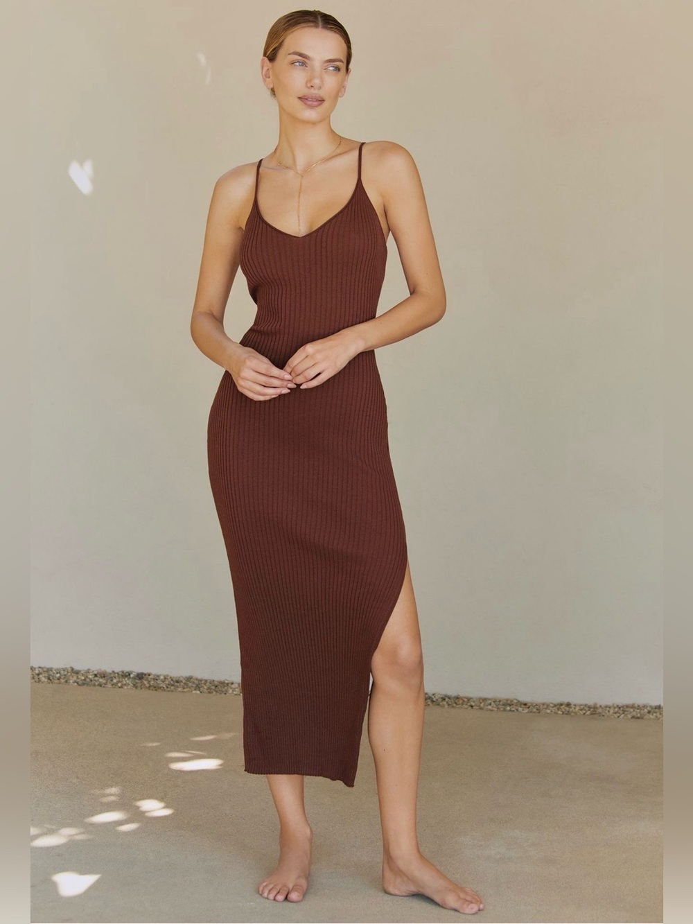 Anthropologie Aimee Slim Ribbed Knit Midi Dress (Size XS)
